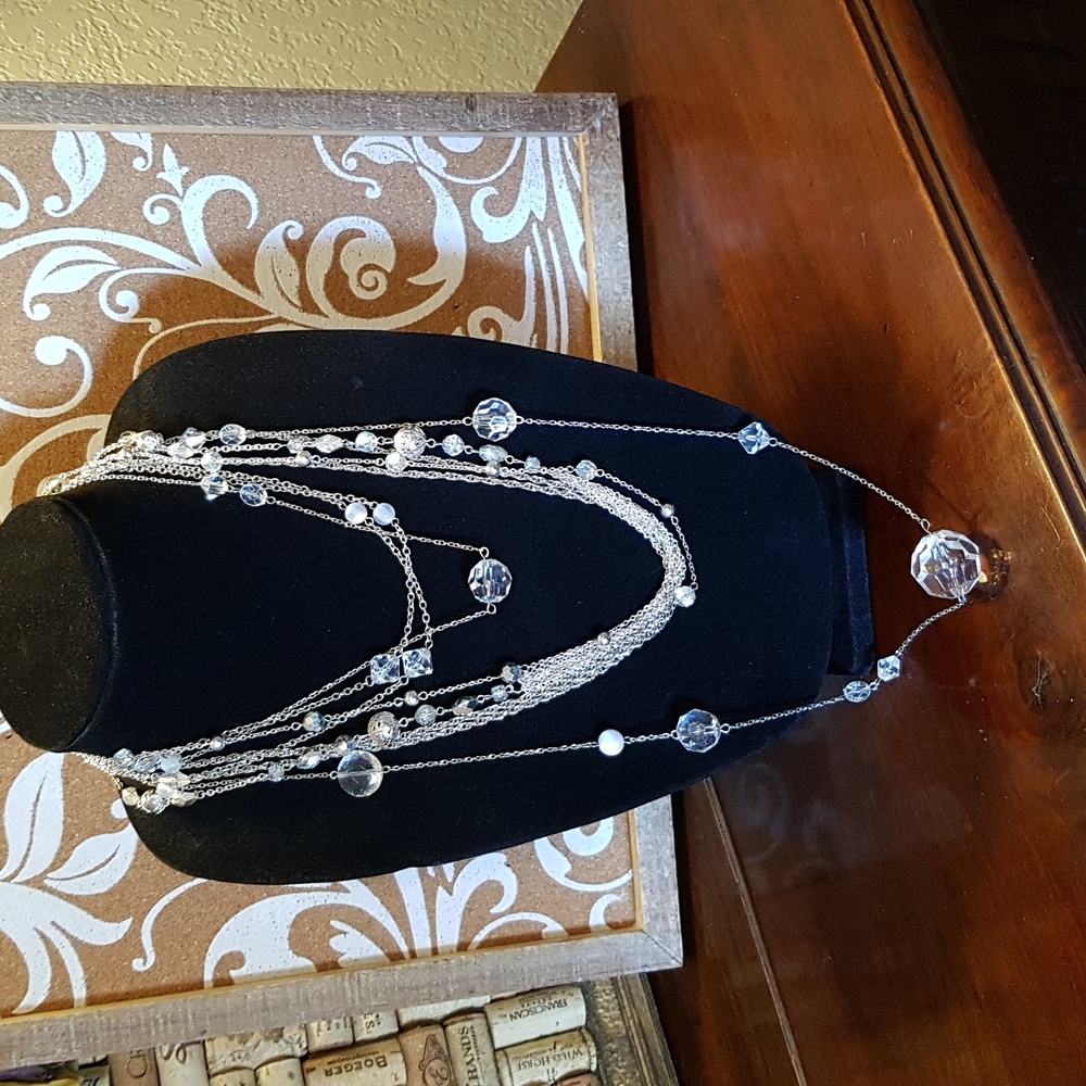 4 Silver tone fashion necklaces